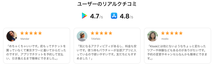 Klookの口コミ評判