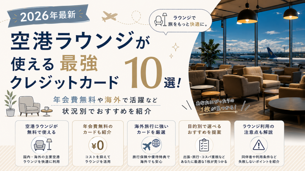 空港ラウンジ特典付帯のおすすめクレジットカード
